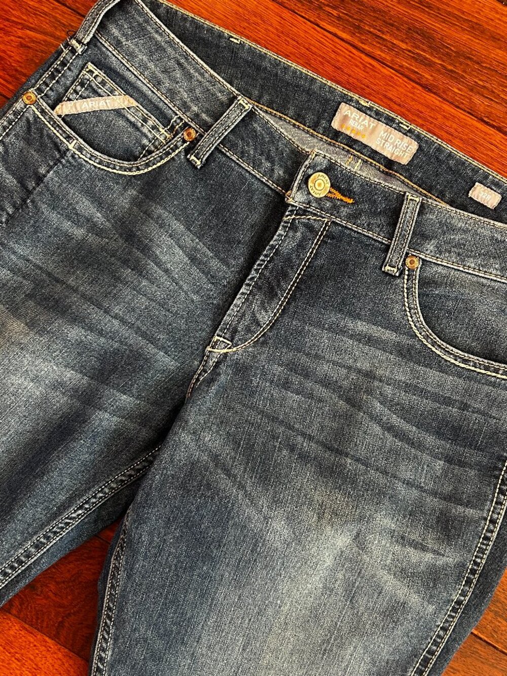 Ariat Rebar Riveter Jeans Womens 32R Mid Rise Straight Nightride Workwear - Picture 2 of 8